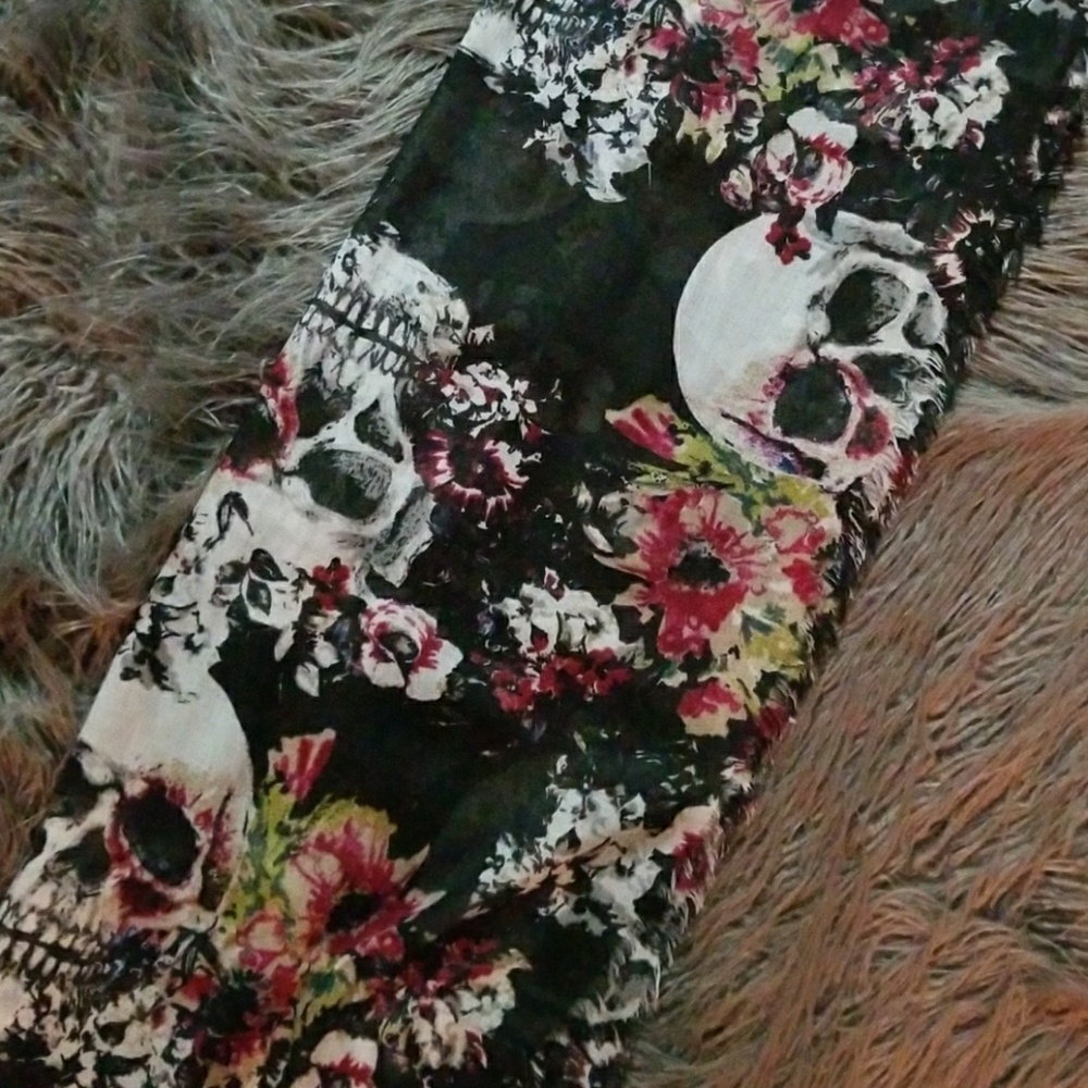 Skull and flower scarf